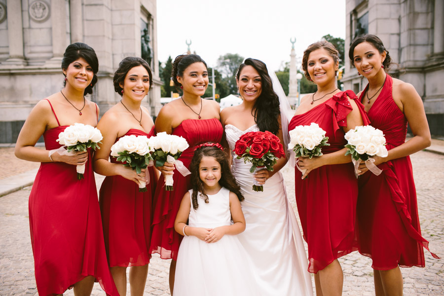 Red wedding dress bouquets