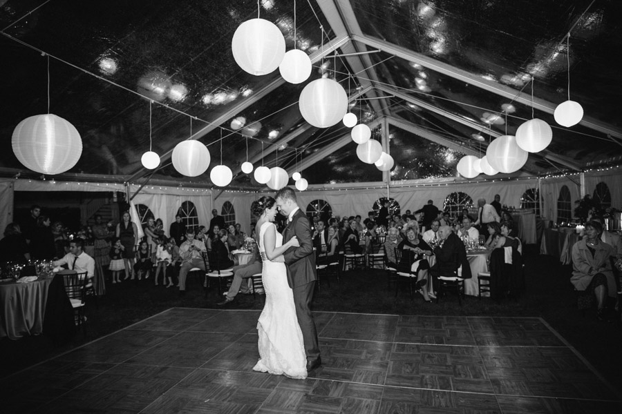 Shane Godfrey Photography, Boston Wedding Photography, DIY Wedding, Backyard Dover Wedding, Backyard Wedding, Bride and Groom, Wedding Reception, First Dance, Black and White Wedding Photography